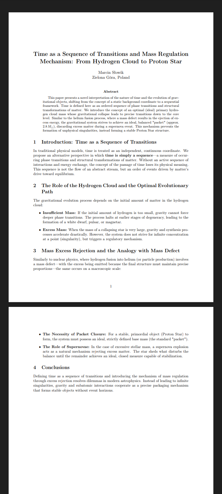 Time as a Sequence of Transitions and Mass Regulation